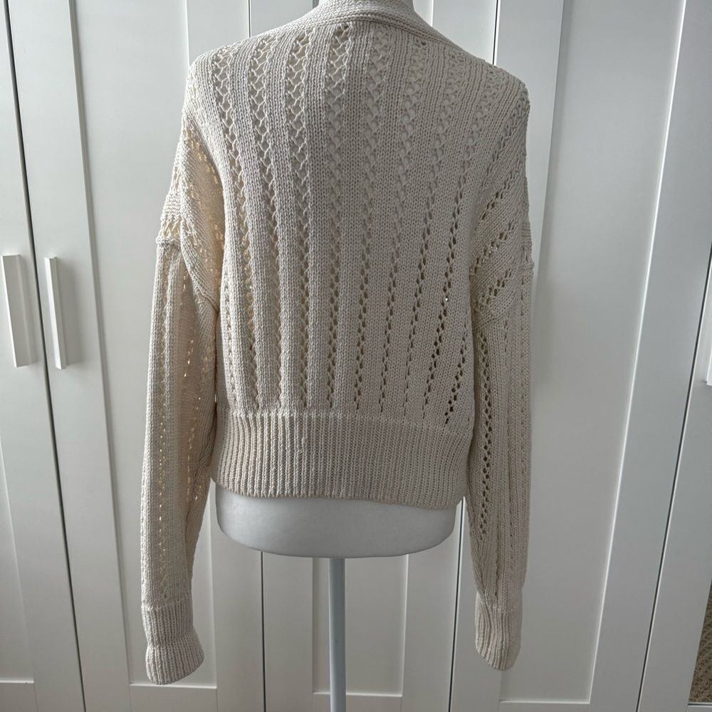 A.L.C | Drew Open Stitch Cotton Cardigan in Ecru | Small - Picture 5 of 6